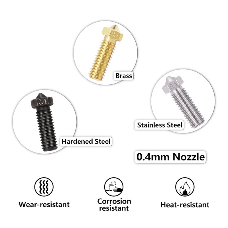 LANKEGU 15PCS Nozzles Kit for Anycubic Vyper, 3D Printer Parts 5PCS Hardened Steel + 5PCS Stainless Steel + 5PCS Brass 0.4mm Nozzles Kit for Vyper, Kobra Plus, Kobra Max - Image 3